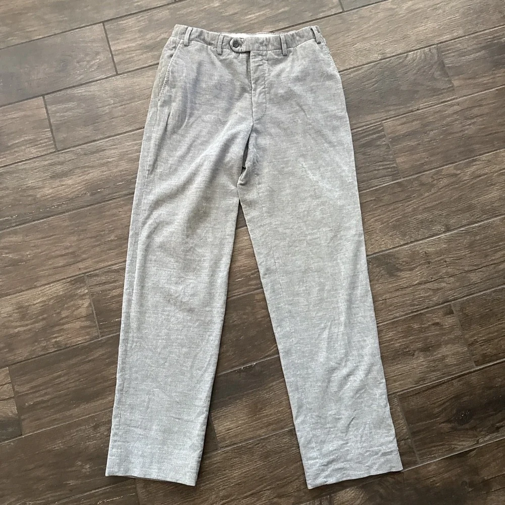Canali Corduroy Pants Men 32 Gray Cotton Wool Stretch Made in Italy